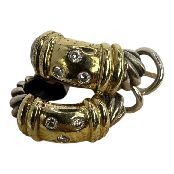 David Yurman Diamond, Gold & Silver Earrings - Picture 2 of 8